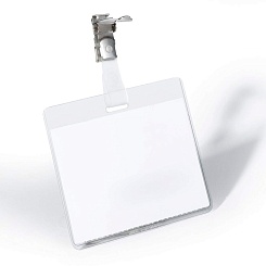 Пластиковый бейдж горизонтальный с поворотным клипом Durable, 60 х 90 мм, ПВХ