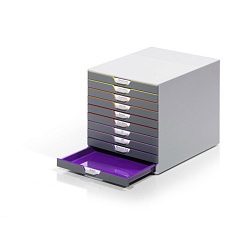 Бокс для документов Durable Varicolor, А4, С4, Folio, 10 выдвижных ящиков, ABS-пластик