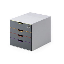 Бокс для документов Durable Varicolor Safe, А4, С4, Folio, 4 ящика, верхний с ключом, ABS-пластик
