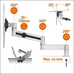 Держатель для монитора с кронштейном Durable, струбцина