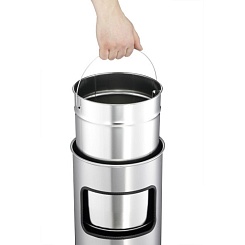 Корзина для мусора с пепельницей Durable Safe, 17 литров, 630 x 250 мм, алюминий