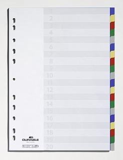 Разделитель Durable, А4, на 20 разделов, с титульным листом, перфорация, полипропилен