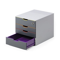 Бокс для документов Durable Varicolor Safe, А4, С4, Folio, 4 ящика, верхний с ключом, ABS-пластик